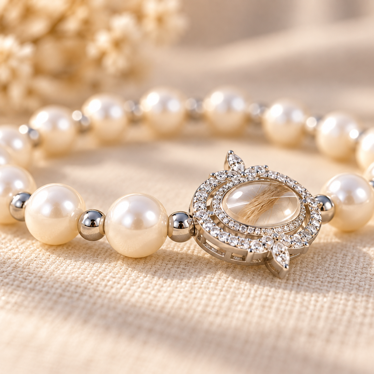 Pearl Pet Fur Keepsake Bracelet