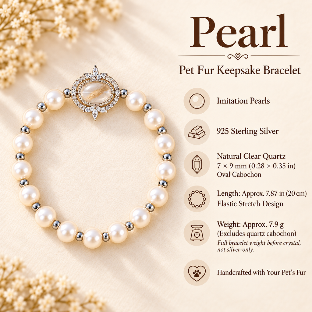 Pearl Pet Fur Keepsake Bracelet