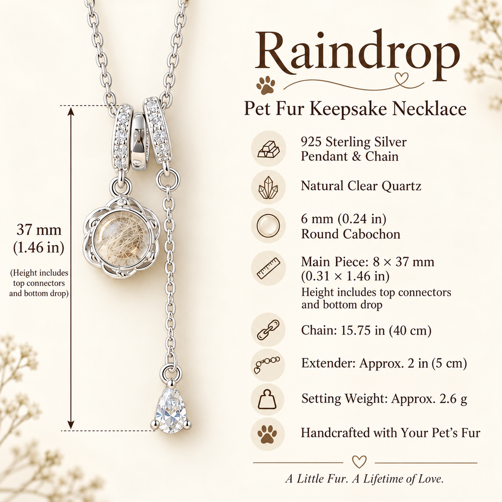 Raindrop Pet Fur Keepsake Necklace